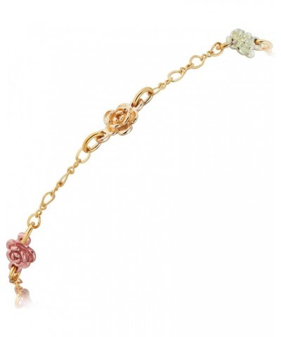 Petite Rose Chain Bracelet, 10k Yellow Gold, 12k Green and Rose Gold Black Hills Gold Motif $131.31 Bracelets