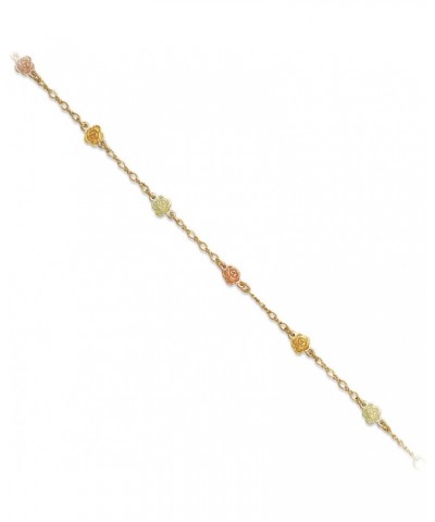 Petite Rose Chain Bracelet, 10k Yellow Gold, 12k Green and Rose Gold Black Hills Gold Motif $131.31 Bracelets