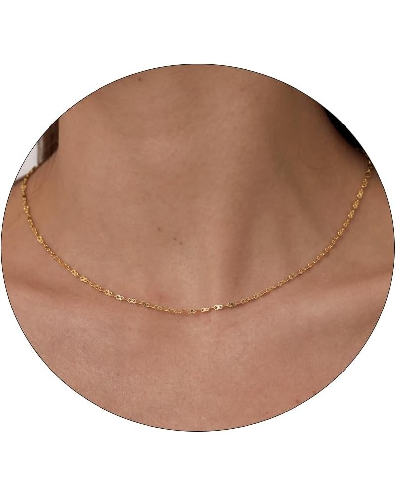 Gold Dainty Choker Necklace for Women 14K Gold/Silver Plated Satellite Choker Shining Dots Chain Thin Trendy beads Paperclip ...