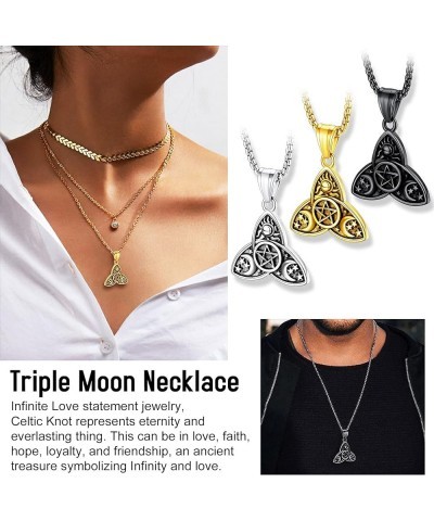 Triple Moon Goddness Necklace-Celtic Knot/Tree of Life/Pentacle Pendants, Faithful Religious Wiccan Protection Anmulet Jewelr...