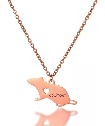 Stainless Steel Cute Mouse Rat Charm Necklace for Women Jewelry custom rose gold $8.47 Necklaces