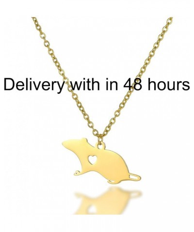 Stainless Steel Cute Mouse Rat Charm Necklace for Women Jewelry custom rose gold $8.47 Necklaces