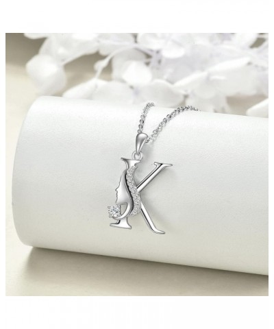 Initial Letter Pendant Necklace for Women Alphabet A-Z 925 Sterling Silver Jewelry Gifts for Girls K $7.50 Necklaces