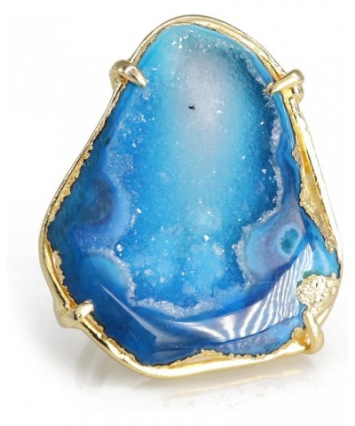 Cave Druzy Gold Agate Geode Druzy Ring Hollow Druzy Ring Aqua $13.56 Rings