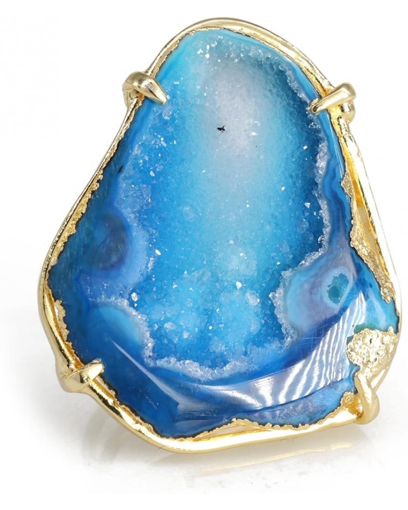 Cave Druzy Gold Agate Geode Druzy Ring Hollow Druzy Ring Aqua $13.56 Rings