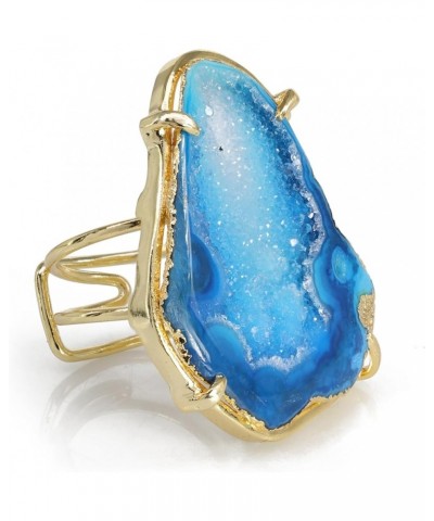 Cave Druzy Gold Agate Geode Druzy Ring Hollow Druzy Ring Aqua $13.56 Rings