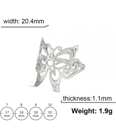 Stainless Steel Butterfly Pentacle Ring Celtic Pentagram Ring Wicca Pagan Amulet Jewelry For Women 7 Style 1 - Silver $7.13 R...