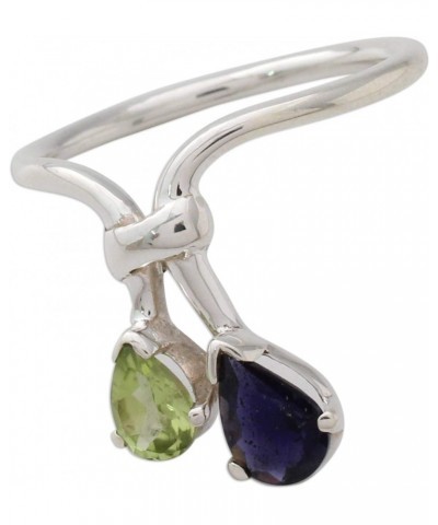 Artisan Handmade Peridot Iolite Cocktail Ring India Silver Jewelry Sterling Blue Green Multi Stone Birthstone 'You and Me' $2...