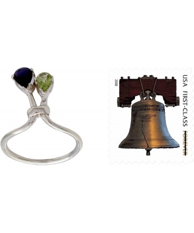 Artisan Handmade Peridot Iolite Cocktail Ring India Silver Jewelry Sterling Blue Green Multi Stone Birthstone 'You and Me' $2...