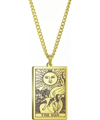 Tarot Card Necklace for Women/Men - Hip Hop Jewelry - Tarot Necklace - Gold Tarot Card Jewelry - Steel Rider Waite Tarot Chai...