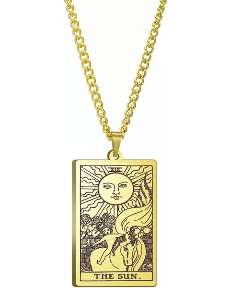 Tarot Card Necklace for Women/Men - Hip Hop Jewelry - Tarot Necklace - Gold Tarot Card Jewelry - Steel Rider Waite Tarot Chai...