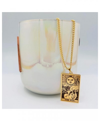 Tarot Card Necklace for Women/Men - Hip Hop Jewelry - Tarot Necklace - Gold Tarot Card Jewelry - Steel Rider Waite Tarot Chai...