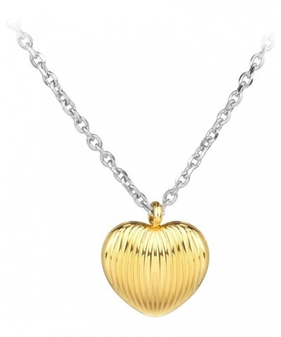 Stainless Steel Vintage 3D Puffed Heart Necklace for Women & Girls Gold 18.0 Inches $10.61 Necklaces