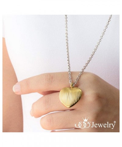 Stainless Steel Vintage 3D Puffed Heart Necklace for Women & Girls Gold 18.0 Inches $10.61 Necklaces