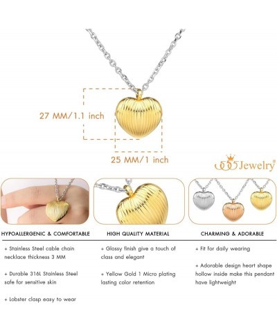 Stainless Steel Vintage 3D Puffed Heart Necklace for Women & Girls Gold 18.0 Inches $10.61 Necklaces