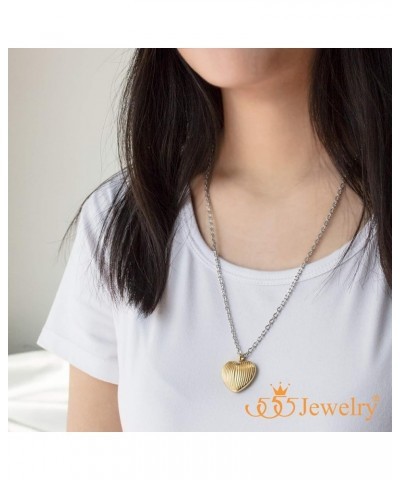 Stainless Steel Vintage 3D Puffed Heart Necklace for Women & Girls Gold 18.0 Inches $10.61 Necklaces