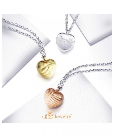 Stainless Steel Vintage 3D Puffed Heart Necklace for Women & Girls Gold 18.0 Inches $10.61 Necklaces