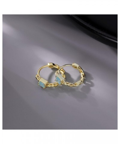 925 Sterling Silver Blue CZ Hoop Earrings for Women Teen Girls Link Hoop Earrings Retro Huggie Hoop Earrings B-Gold Plated $1...