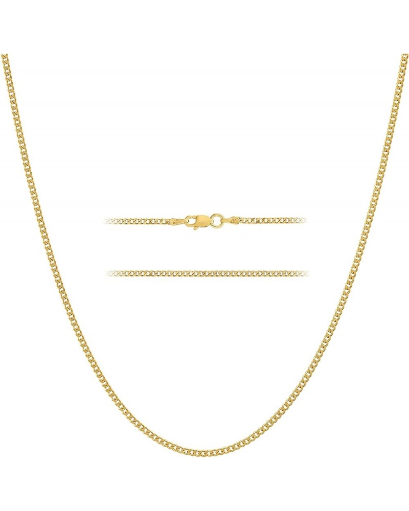 Italian 18K Gold Over 925 Sterling Silver Diamond Cut 1.75MM, 2.5mm Curb Cuban Link Chain Necklace - for Men & Women with Lob...