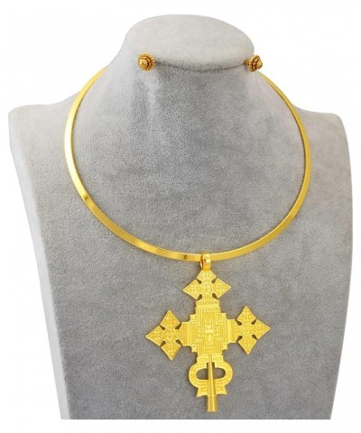 Ethiopian Cross Jewelry for Women - Ethiopian Jewelry for Women Set - Big Size Pendant Chokers Collar and 1Cm Small Earrings ...