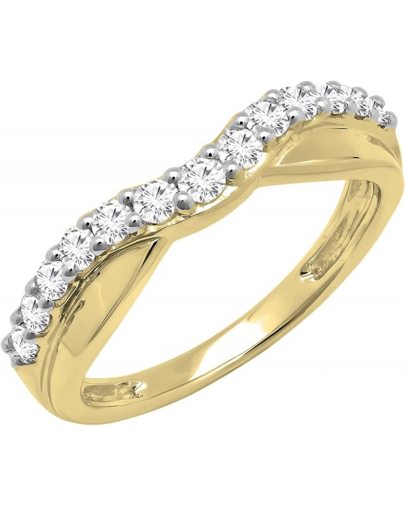 0.55 Carat (ctw) Round White Diamond Contour Wedding Band for Women in 10K Gold 10 Yellow Gold $282.97 Bracelets