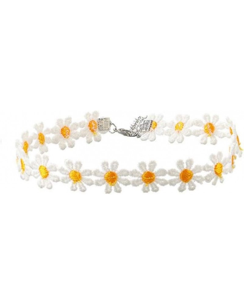 Lace Daisy Necklace Chokers Black- Pink- Yellow- Orange- Light Blue- Blue-Purple Orange $9.27 Necklaces