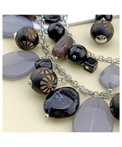 2 Layer Statement Necklace Chunky Beaded Fashion Necklace for Women Gifts Black $13.49 Necklaces