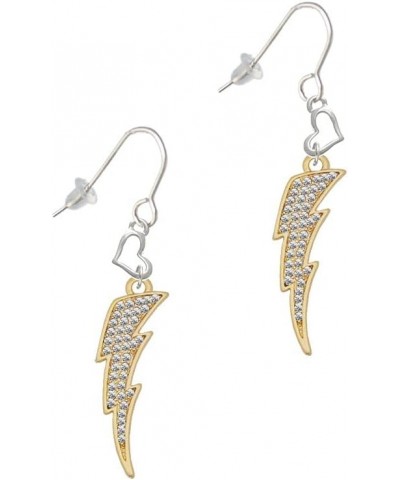 Goldtone Large Clear Crystal Lightning Bolt Small Heart French Earrings $18.90 Earrings