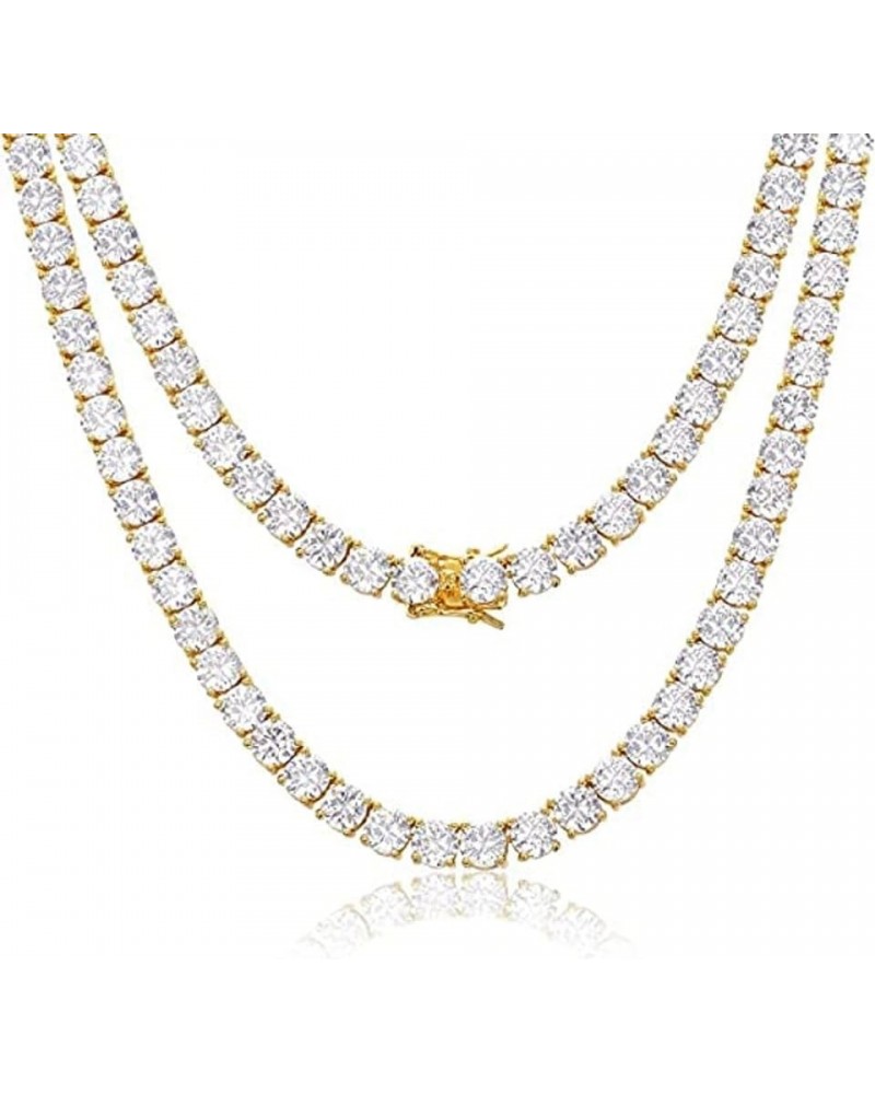 Moissanite Tennis Necklace 18K Gold Plated 925 Sterling Silver Yellow White Gold Plated Moissanite Diamond Tennis Choker Chai...