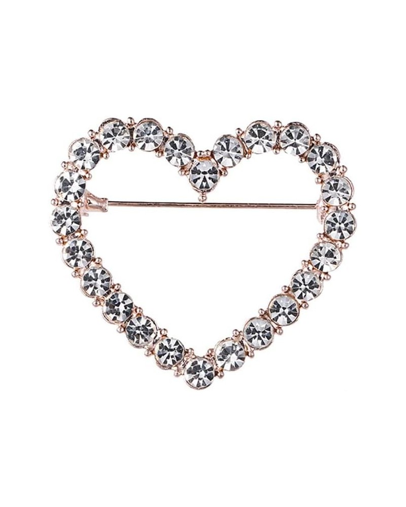 Crystal Love Heart Brooch Pin Valentine's Day Gift Pin Women Girls Hollow Heart Lapel Pin Badge for Mother's Day Gift A:rose ...