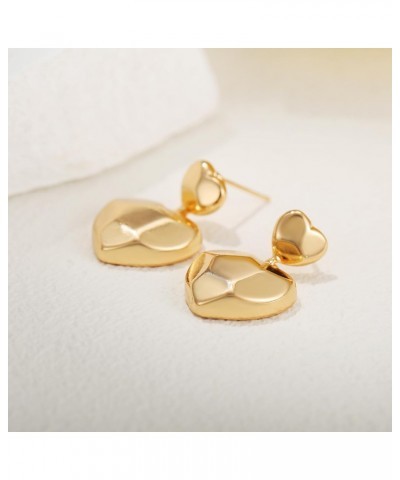 Heart Drop Earrings Gold Double Heart Earrings for Women $9.89 Earrings