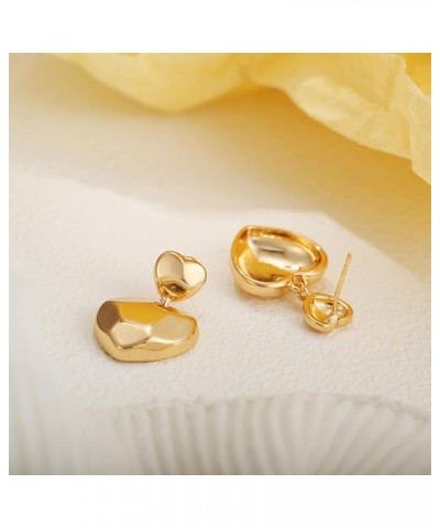 Heart Drop Earrings Gold Double Heart Earrings for Women $9.89 Earrings