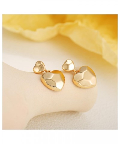 Heart Drop Earrings Gold Double Heart Earrings for Women $9.89 Earrings