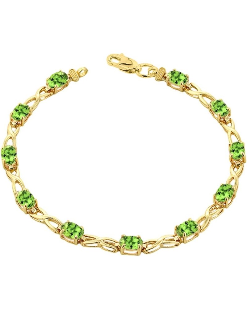 Elegant 10k Yellow Gold Personalized Genuine Birthstone Infinity Bracelet 7.0 Inches Peridot $175.49 Bracelets