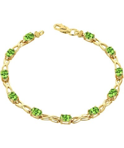 Elegant 10k Yellow Gold Personalized Genuine Birthstone Infinity Bracelet 7.0 Inches Peridot $175.49 Bracelets