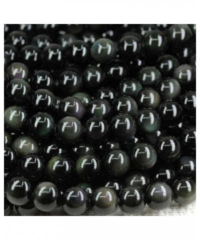 Natural Gemstone 8mm Round Beads Stretch Bracelet 7 Inch Rainbow Obsidian $8.64 Bracelets