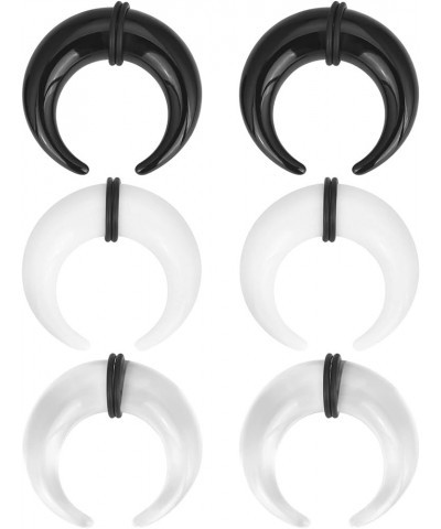 3 Pairs Acrylic Crescent Tapers Set Black Clear White Septum Pincher Gauges 14G-5/8 Inch 12G(2mm) $10.58 Body Jewelry