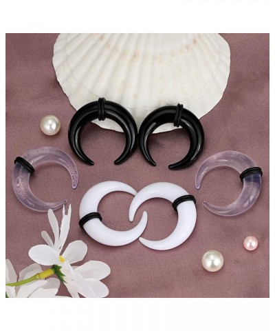 3 Pairs Acrylic Crescent Tapers Set Black Clear White Septum Pincher Gauges 14G-5/8 Inch 12G(2mm) $10.58 Body Jewelry