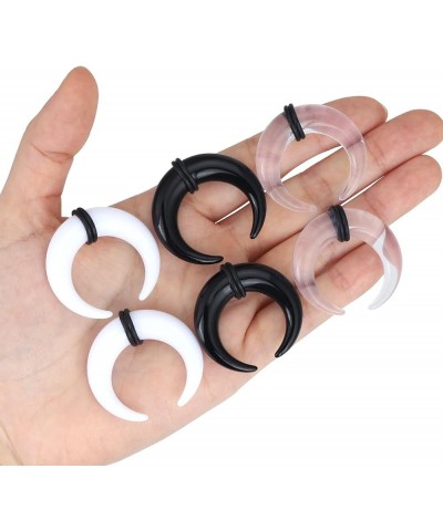 3 Pairs Acrylic Crescent Tapers Set Black Clear White Septum Pincher Gauges 14G-5/8 Inch 12G(2mm) $10.58 Body Jewelry