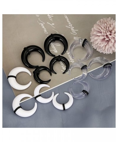 3 Pairs Acrylic Crescent Tapers Set Black Clear White Septum Pincher Gauges 14G-5/8 Inch 12G(2mm) $10.58 Body Jewelry