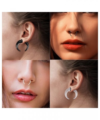 3 Pairs Acrylic Crescent Tapers Set Black Clear White Septum Pincher Gauges 14G-5/8 Inch 12G(2mm) $10.58 Body Jewelry