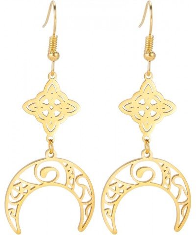 Witch Knot Earrings Celtic Knot Moon Dangle Earrings For Women Wiccan Earrings Wicca Jewelry Gold $7.41 Earrings