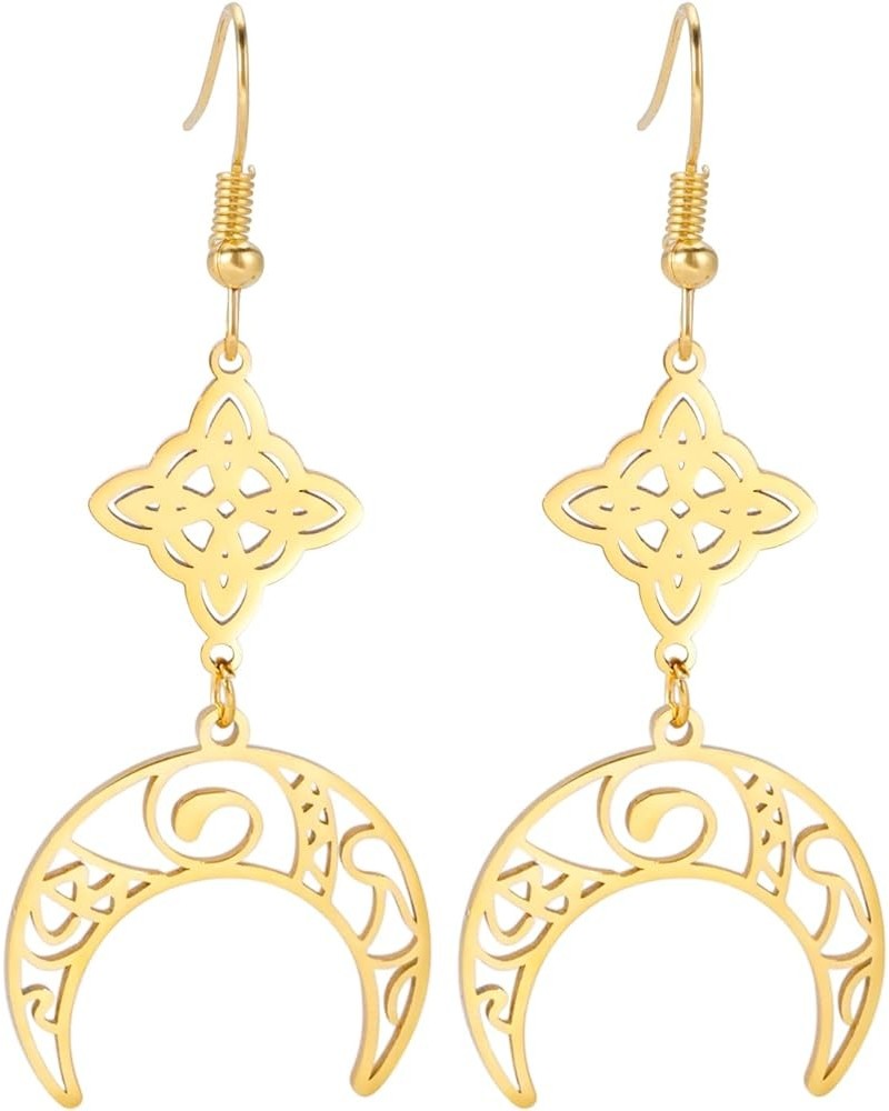 Witch Knot Earrings Celtic Knot Moon Dangle Earrings For Women Wiccan Earrings Wicca Jewelry Gold $7.41 Earrings