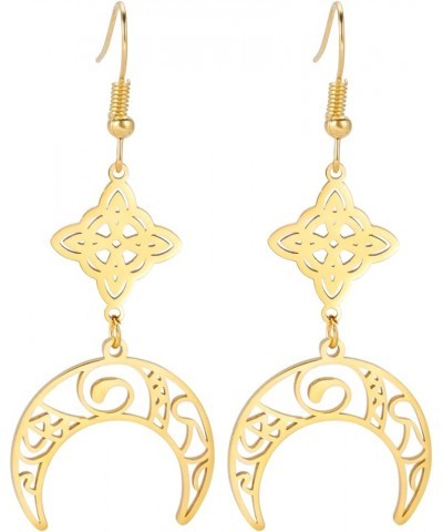 Witch Knot Earrings Celtic Knot Moon Dangle Earrings For Women Wiccan Earrings Wicca Jewelry Gold $7.41 Earrings