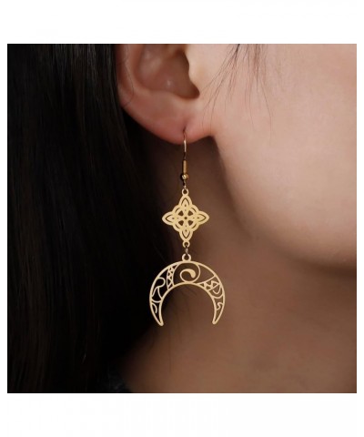 Witch Knot Earrings Celtic Knot Moon Dangle Earrings For Women Wiccan Earrings Wicca Jewelry Gold $7.41 Earrings