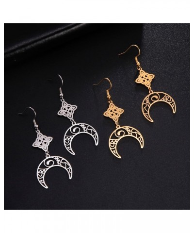 Witch Knot Earrings Celtic Knot Moon Dangle Earrings For Women Wiccan Earrings Wicca Jewelry Gold $7.41 Earrings