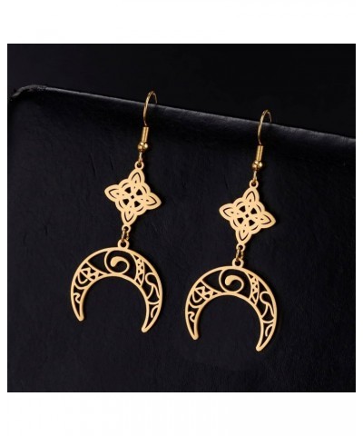 Witch Knot Earrings Celtic Knot Moon Dangle Earrings For Women Wiccan Earrings Wicca Jewelry Gold $7.41 Earrings