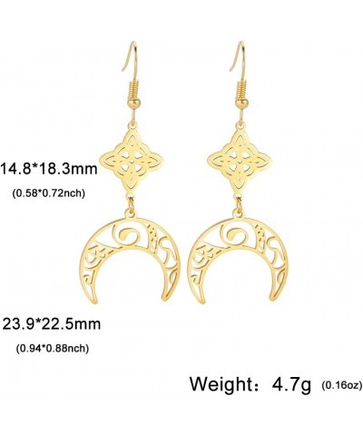 Witch Knot Earrings Celtic Knot Moon Dangle Earrings For Women Wiccan Earrings Wicca Jewelry Gold $7.41 Earrings