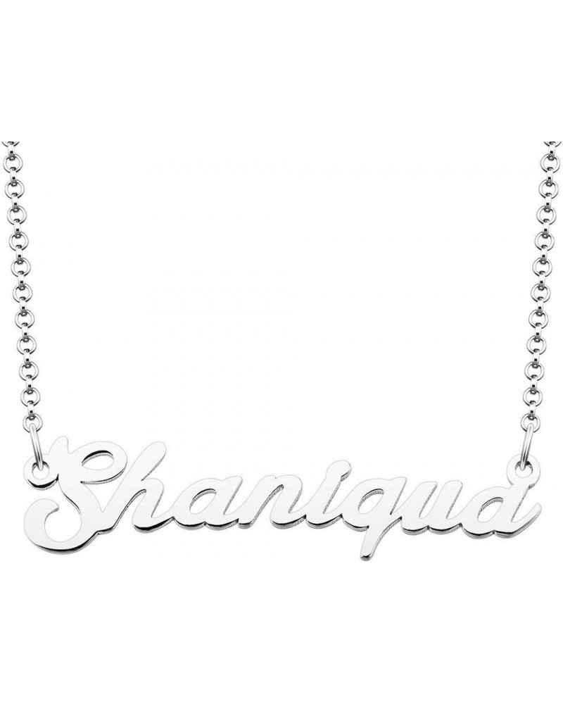 Custom Name Necklace Personalized Name Plate Necklace Pendant Jewelry Christmas Gift for Women Girls Shaniqua $18.14 Necklaces