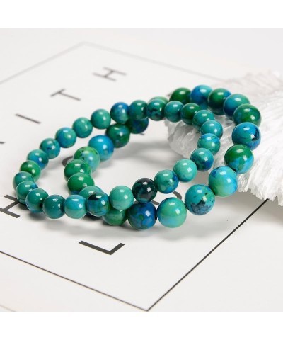 2pcs/set (8mm+10mm), Healing Energy Stone Beaded Bracelet, Round Gem Bead Stretch Bracelets for Women Men Gift Azurite $8.09 ...